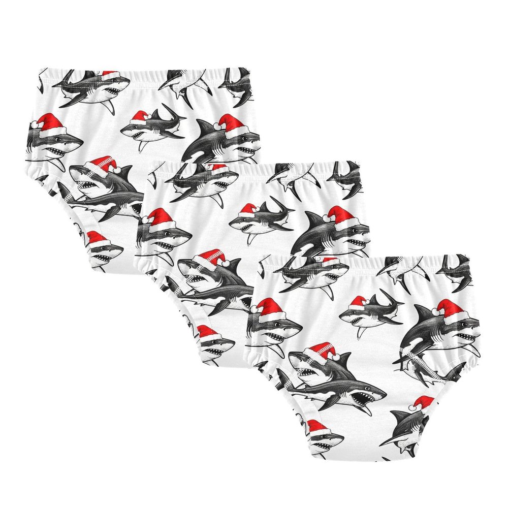 WIFIU Cute Sharks Santa Hats Toddler Potty Training Pants, Christmas Baby Girls Boys Soft Training Underwear 3 Pack, Size 5T Multicolor