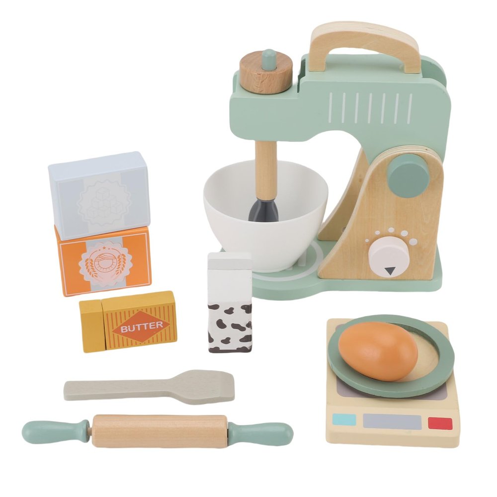 Naroote Wooden Blender Play Set, Bake Mixer Toys for Toddlers Role Playing, Made from Solid Beech Wood, Promotes Family Bonding, Educational Play for Classroom Home