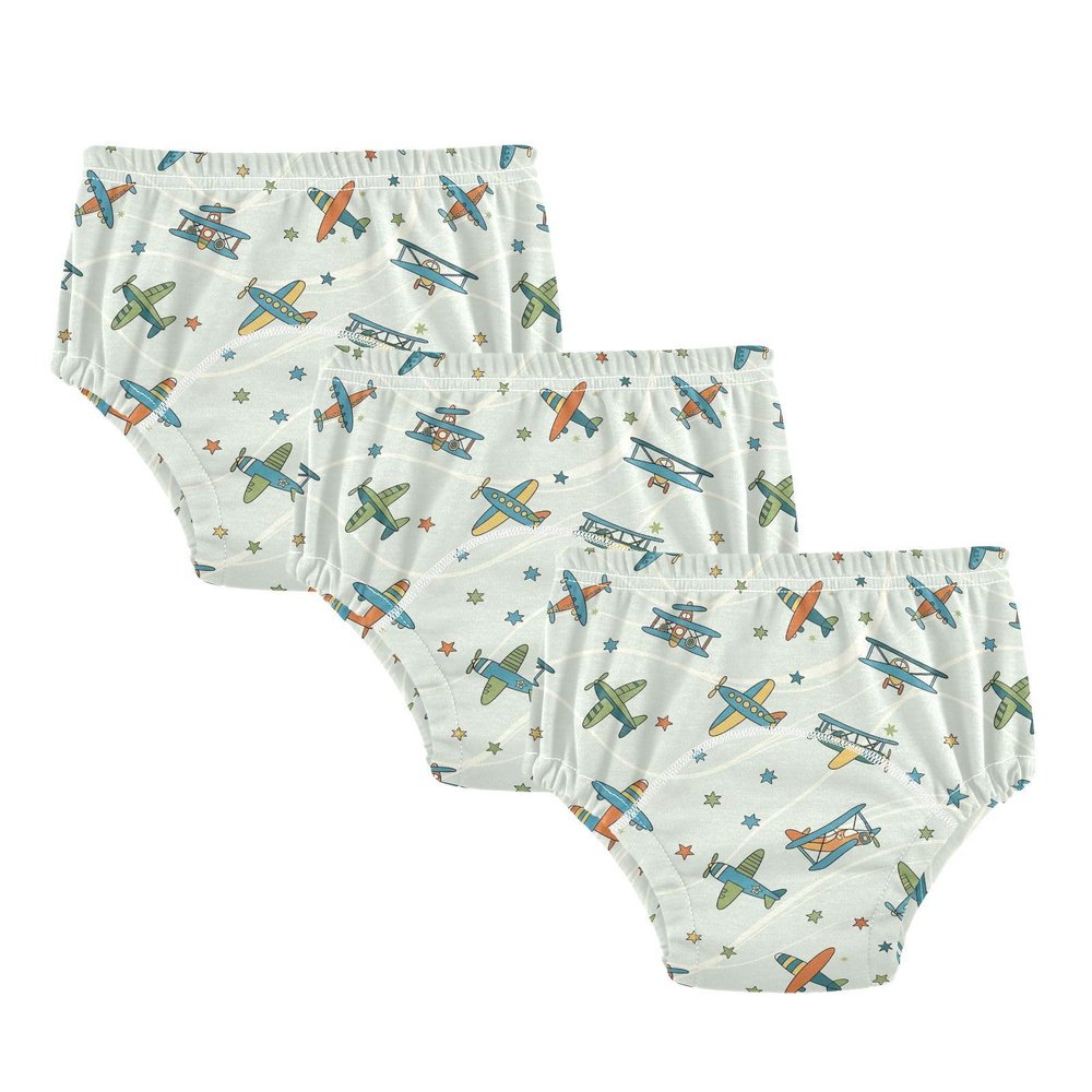 WIFIU Colorful Airplane Stars Clouds Toddler Potty Training Pants, Baby Girls Boys Soft Training Underwear 3 Pack, Size 5T Multicolor