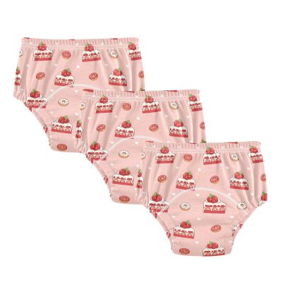 WIFIU Cakes Donuts Cherries Hearts Pink Toddler Potty Training Pants, Baby Girls Boys Soft Training Underwear 3 Pack, Size 2T