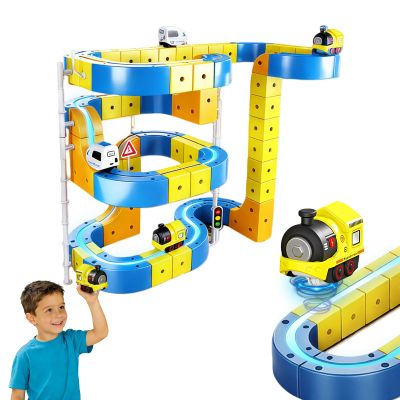 3D Infinity Track Electric Train Set Flexible Race Track for Kids 4 6 7 8, with Gravity-Defying 360 Movement,126 PCS Car Track for Toddlers 3-5, Building Toy Train - STEM Learning Gift