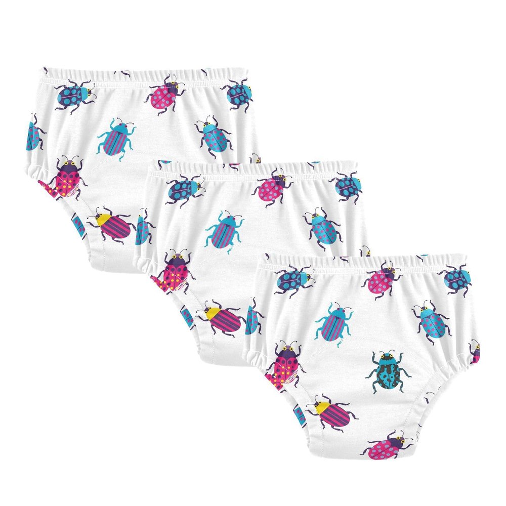 WIFIU Colorful Ladybugs Print Toddler Potty Training Pants, Baby Girls Boys Soft Training Underwear 3 Pack, Size 2T Multicolor