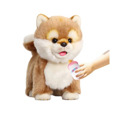 CU-MATE Plush Interactive Simulation Dog-Realistic Puppy Electronic Toy Dog Cat with Walking/Barking/Wagging Tail/Talking-Like Real Robotic Present (Electric Akita)