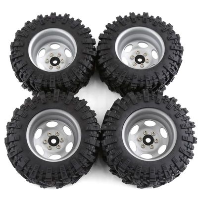 4PCS 1.9 Beadlock Aluminum Wheels with 1.9 RC Crawler Tires, Metal Rim & Soft Rubber Tire Set for TRX-4, SCX10 II III, Gen 8 (1/10 Scale)