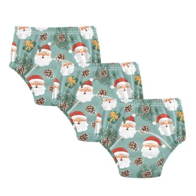 WIFIU Christmas Santa Pinecones Toddler Potty Training Pants, Baby Girls Boys Soft Training Underwear 3 Pack, Size 3T Multicolor