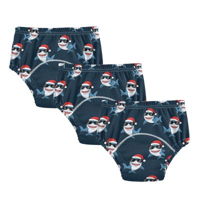 WIFIU Shark Santa Hats Sunglasses Toddler Potty Training Pants, Baby Girls Boys Soft Training Underwear 3 Pack, Size 4T Multicolor