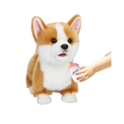 CU-MATE Plush Interactive Simulation Dog-Realistic Puppy Electronic Toy Dog Cat with Walking/Barking/Wagging Tail/Talking-Like Real Robotic Present (Electric Corgis)
