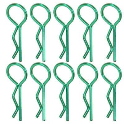 RC Car Shell Clips R Shape Metal Body Pins High Quality Durable Secure Hold for 1/5 1/6 1/8 1/10 Scale Remote Control Cars Accessories 10Pcs (Green)
