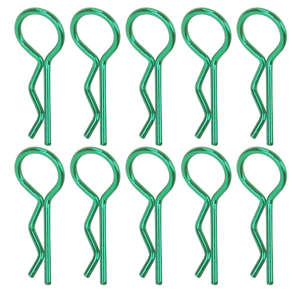 RC Car Shell Clips R Shape Metal Body Pins High Quality Durable Secure Hold for 1/5 1/6 1/8 1/10 Scale Remote Control Cars Accessories 10Pcs (Green)