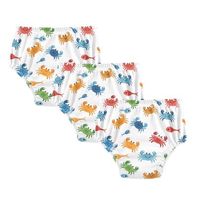 WIFIU Colorful Crabs Fish Cute Pattern Toddler Potty Training Pants, Baby Girls Boys Soft Training Underwear 3 Pack, Size 3T Multicolor