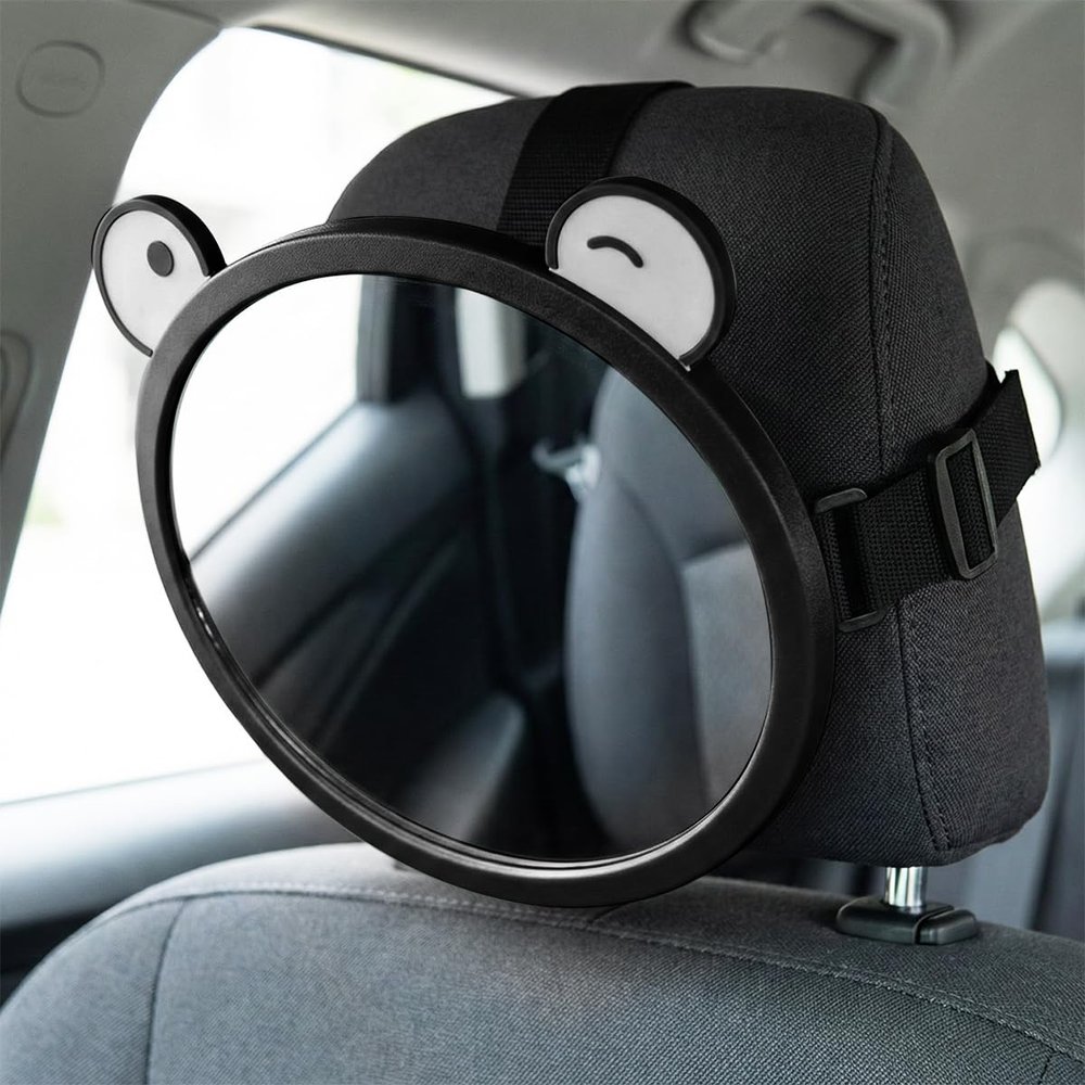 Craedli Baby Car Mirror for Backseat, 360 Adjustable Shatterproof Safety Car Seat Mirror for Rear Facing Infant, Clear Wide View Baby Mirrors Travel Essential Accessories (Black)