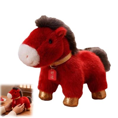 2026 Chinese New Year Plush Horse Animals, Realistic Plush- Horse Doll, Soft Zodiac Plush-Gift for Spring Festival Lunar New Years Gifts Blessing Souvenir (15CM Red)