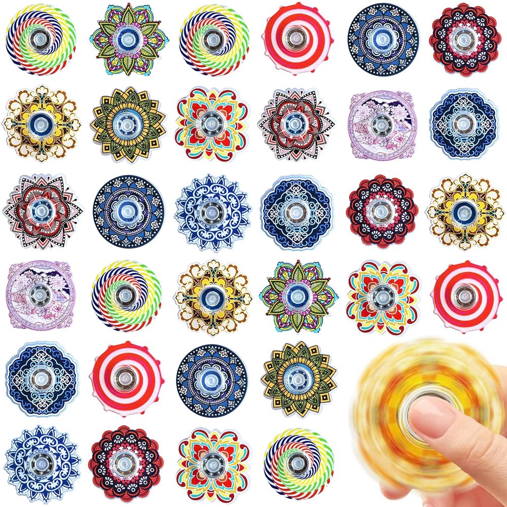 100 Pack Mini Fidget Spinner Toys Party Favors, Desk School Toy Anxiety Relief,Stress Relief Sensory Toys for Kids Adults,Treasure Box Toy for Classroom Prizes, Halloween Treats Toys Bulk
