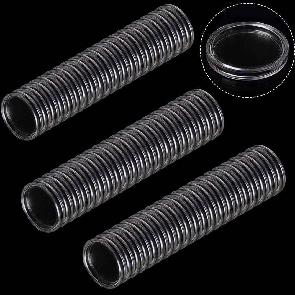 100 Pcs Clear Coin Capsules Holder Storage Display Case, 1.57 Inch Inner Diameter Plastic Container for Collectible Coin Organization and Protection