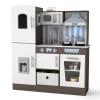 JOYDIAS Wooden Toddler Play Kitchen Set with Realistic Lights & Sounds, Pretend Playset with Microwave, Oven, Ice Dispenser, Sink, Telephone, Chalkboard, and Rich Accessories for Kids Ages 3+ view 1