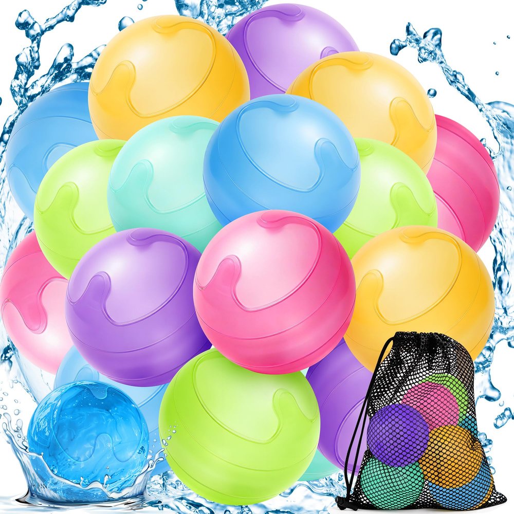 18PCS Reusable Water Balloons No Magnets, 100% Silicone Quick Fill Water Balls for Kids, Self-Closing Water Balloons with Mesh Bag, Eco-Friendly Water Bombs, Summer Outdoor Toys & Pool Toys