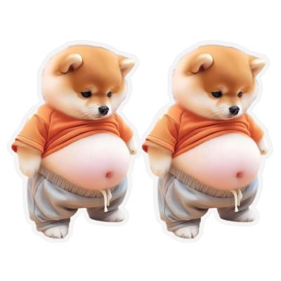 Dog Belly Sticker | 2 Pieces 3D Shibainu Soft Belly Anti-Collision Stickers | Soft Silicone Cute Dog Sticker | Cartoon Plump Puppy Anti-Collision Wall Stickers for Car Door & Fridge Door