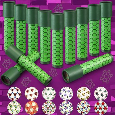RoundFunny 12 Pcs Turtle Birthday Party Favor Green Turtle Kaleidoscopes Nostalgic Toys Educational Toys Goodie Bags Stuffers for Kids Classroom School Return Gifts Carnival Prizes