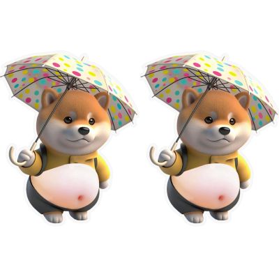 Dog Belly Sticker | 2 Pieces 3D Shibainu Soft Belly Anti-Collision Stickers | Soft Silicone Cute Dog Sticker | Cartoon Plump Puppy Anti-Collision Wall Stickers for Car Door & Fridge Door