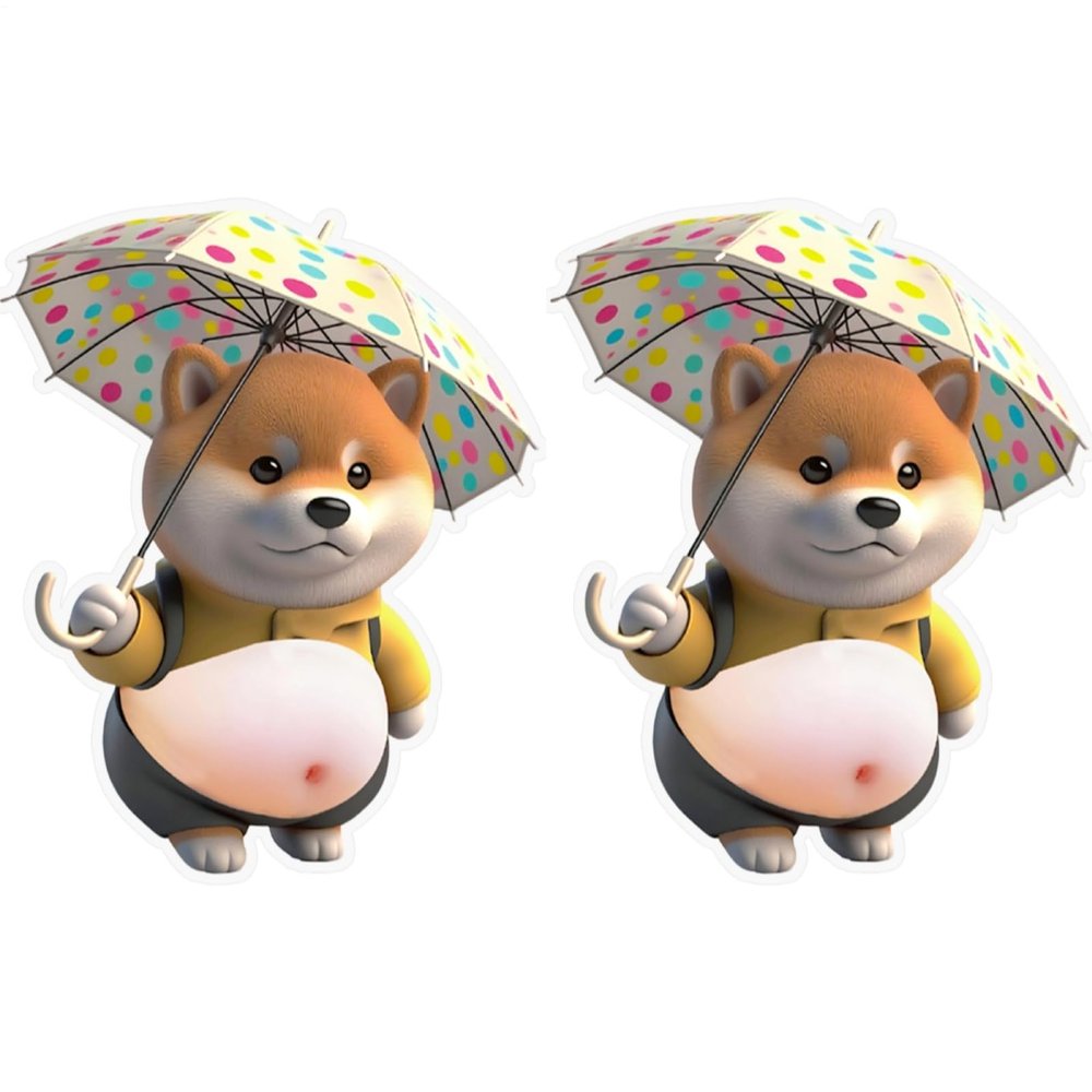 Dog Belly Sticker | 2 Pieces 3D Shibainu Soft Belly Anti-Collision Stickers | Soft Silicone Cute Dog Sticker | Cartoon Plump Puppy Anti-Collision Wall Stickers for Car Door & Fridge Door