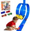 15 Ft Flexible Race Track for Kids 3+, Flexible Car Track Race Car Ramp Track Compatible with Hot Wheels and Diecast 1/64th Cars, Portable Rolls Up Race Tracks with Strong Suction Cups (Blue) view 1