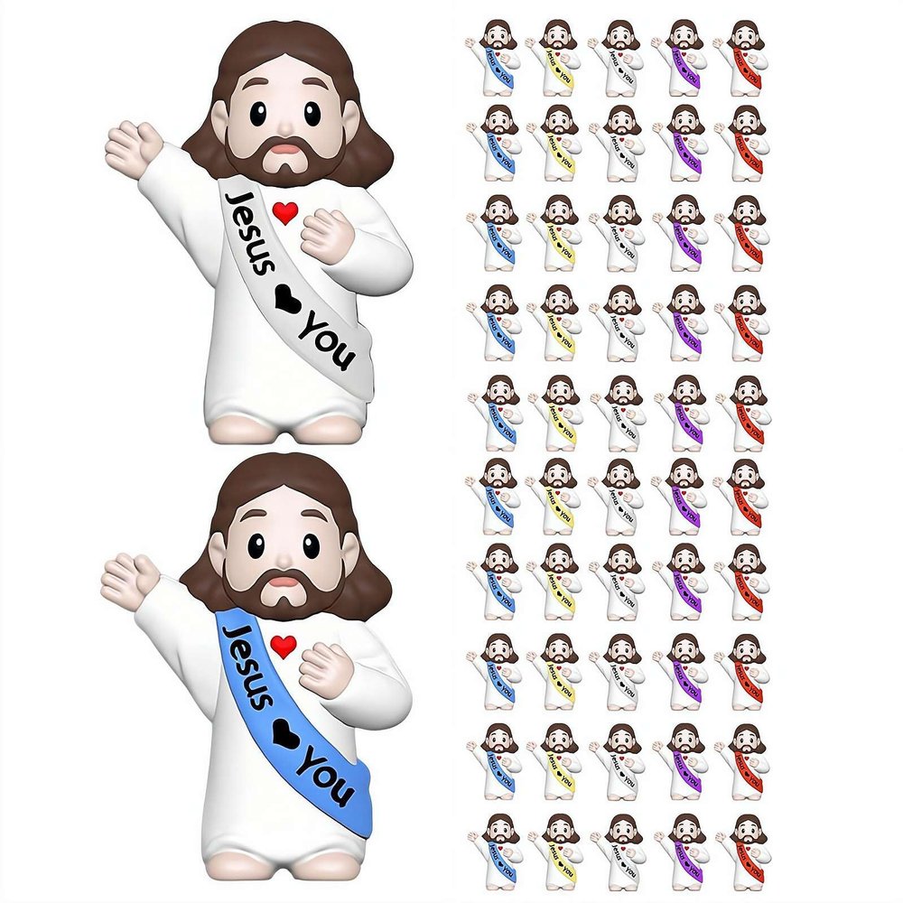 50 Pcs Little Jesus Figures, Multi-Colors Little Jesus Figures for Hide and Seek Classic Religious Gifts, JesusLoves You to Hide and Seek Sunday School Religious Party Favors