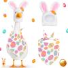 ioseecj Soft Plush Easter Bunnys Porch Gooses Outfits, Cement Gooses Outfits Bunnys Ear Hat and Bow Tie Tail Easter for Porch Decoration and Holiday Festivities view 1