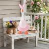 ioseecj Soft Plush Easter Bunnys Porch Gooses Outfits, Cement Gooses Outfits Bunnys Ear Hat and Bow Tie Tail Easter for Porch Decoration and Holiday Festivities view 3