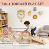 IDEALHOUSE Pikler Triangle Set,7 in 1 Toddler Climbing Triangle Indoor,Foldable Toddler Climbing Toys Indoor 1-3,Pikler Triangle Climbing Toys for 1 Year Old (Natural Wood Color) view 2