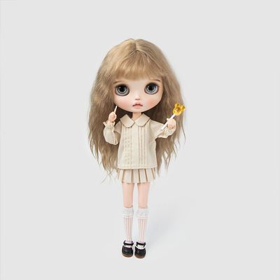 XiDonDon Doll Clothing Solid Color Shirt for Blyth,Ob24,Licca,Azone BJD Doll Clothes Toys Accessories Gifts (Only Clothes,Top Only) (Beige)