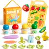 Jar Melo Wheat Modeling Dough Tool Set for Kids Ages 3+, 4 Colors Wheat Dough with 13 Farm Tools, Dough Tools Set with Cutters, Roller, Safety Scissors & Board, Preschool Arts & Crafts Gift view 1