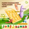 Jar Melo Wheat Modeling Dough Tool Set for Kids Ages 3+, 4 Colors Wheat Dough with 13 Farm Tools, Dough Tools Set with Cutters, Roller, Safety Scissors & Board, Preschool Arts & Crafts Gift view 2