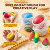 Jar Melo Wheat Modeling Dough Tool Set for Kids Ages 3+, 4 Colors Wheat Dough with 13 Farm Tools, Dough Tools Set with Cutters, Roller, Safety Scissors & Board, Preschool Arts & Crafts Gift view 4