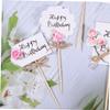 Homoyoyo 12pcs Pink Flower Cake Picks Birthday Cake Decor Sticks for Party Dessert Decoration view 3