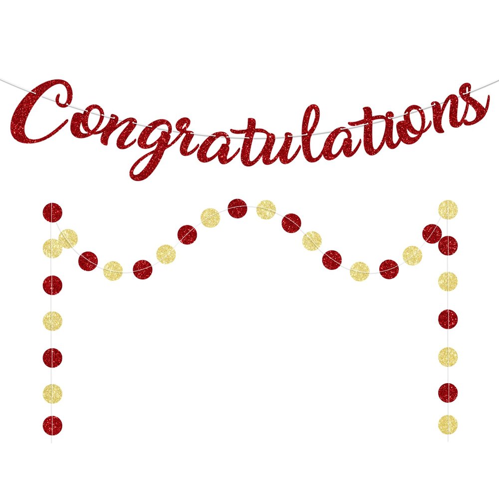 Blopee Red Congratulations Banner Sign Prestrung Congrats Banner Garland Congratulations Decorations Congrats Graduation Banners for Graduation Decorations Retirement Wedding Party Decor Supplies