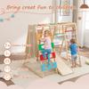 2-in-1 Slide & Climb Playset, 9-in-1 Outdoor Wooden Playground for Kids, Motor Skills Development with Monkey Bar, Swing, Climbing Net, Safe & Fun Backyard Playset view 3