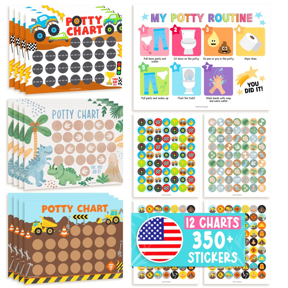 10 Potty Training Chart for Toddler Boys Sticker Reward Chart for Kids