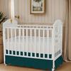 Scalloped Crib Skirt 28"x 52" with 14" Inch Drop Lenght with 4 Split Corners 100% Egyptian Cotton 1000 Thread Count for Baby Boys Girls Toddler Bed Skirt - Teal Solid view 1