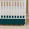Scalloped Crib Skirt 28"x 52" with 14" Inch Drop Lenght with 4 Split Corners 100% Egyptian Cotton 1000 Thread Count for Baby Boys Girls Toddler Bed Skirt - Teal Solid view 3