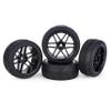 4PCS 1/10 RC Wheels and Tires Set, 65x26mm Pre-Glued RC Racing Tires, 12mm Hex Touring Car Wheels, Compatible with Tamiya TT01 TT02 XV01 XV02 TA06, HPI Kyosho HSP (Tread) view 1