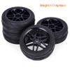 4PCS 1/10 RC Wheels and Tires Set, 65x26mm Pre-Glued RC Racing Tires, 12mm Hex Touring Car Wheels, Compatible with Tamiya TT01 TT02 XV01 XV02 TA06, HPI Kyosho HSP (Tread) view 4