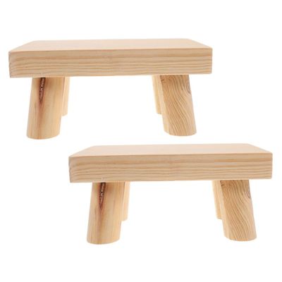 2pcs Wooden Kids Step Stool for Toddlers, Lightweight Beige