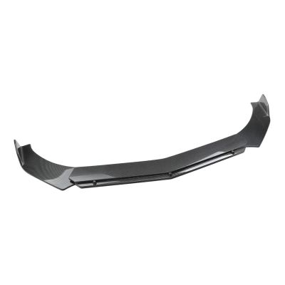 Universal Front Bumper Lip Spoiler Car Body Protevtive Extension Decoration & Support Rod Keep Bupmer Stable for Hatchback Sedan(Carbon Black Bumper)