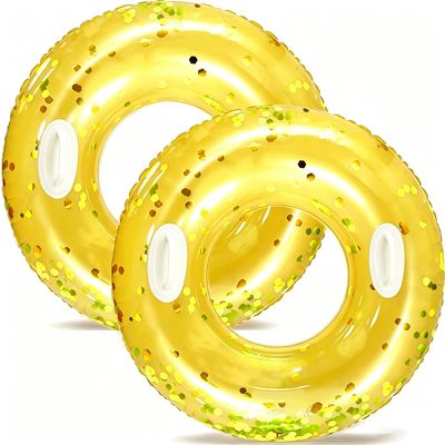2PCS Inflatable Pool Float,47IN Floaties Rafts for Adults Floating Lounger Sun Tanning Floats Cool Water Floaty Swimming Lake Beach Party (TM-Yellow)