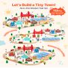 VEVOR 113PCS Wooden Train Set, for Kids Ages 3-8, Wood Train Track Toy with Storage Box, City Scene Railway Playset, Compatible with Major Brands, Christmas Birthday Toy for Toddlers Boys and Girls view 2