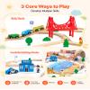 VEVOR 113PCS Wooden Train Set, for Kids Ages 3-8, Wood Train Track Toy with Storage Box, City Scene Railway Playset, Compatible with Major Brands, Christmas Birthday Toy for Toddlers Boys and Girls view 3