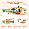 VEVOR 70PCS Wooden Train Set, with Magnetic Crane, Wood Train Track Toy for Kids Ages 3-8, Construction Crane Railway Set, Compatible with Major Brands, Christmas Birthday Toy for Toddlers Boys Girls view 3