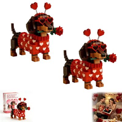 2026 Valentine's Day Exclusive Dachshund Brick Set, DIY 3D Building Block Dog Model, Cute Wiener Dog Puppy Figure, Romantic Creative Gift for Dog Lovers, Couples & Adults - Home Decor2pc