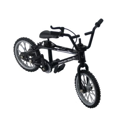 Mini 1/18 Diecast Bike Action Figure Toy,Mini Finger Mountain Bike Bicycle Art Crafts Desktop Decor Finger Bikes (Black)