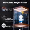 30mm Wood Base Lighted Display Case, Assemble Clear Acrylic Display Box for Figures Doll Collectibles Trophy, Dust Proof Showcase Organizer Boxes(35x35x35cm(14x14x14in)) view 4